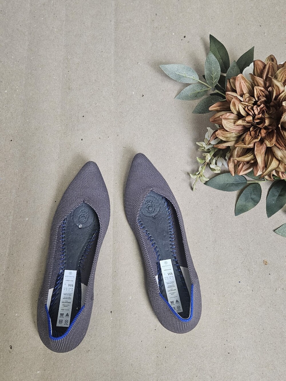 Rothy’s Women’s The Pointed Toe Flat Mink Muted Plum Shoes W 6 EU 36.5